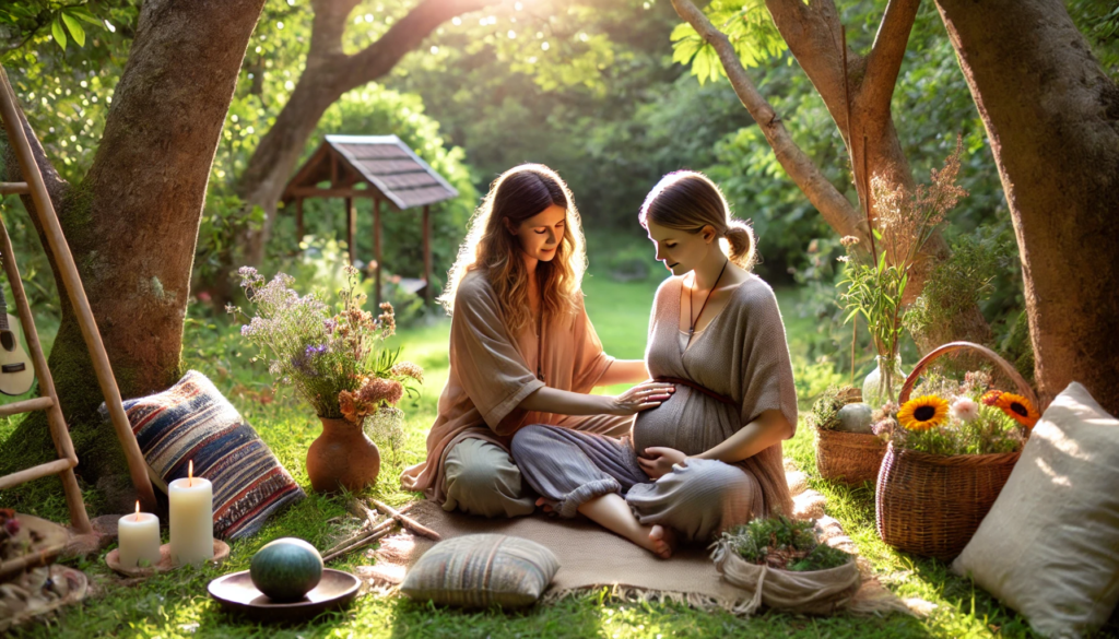 Sage-femme accompagnant une future maman pour une naissance naturelle